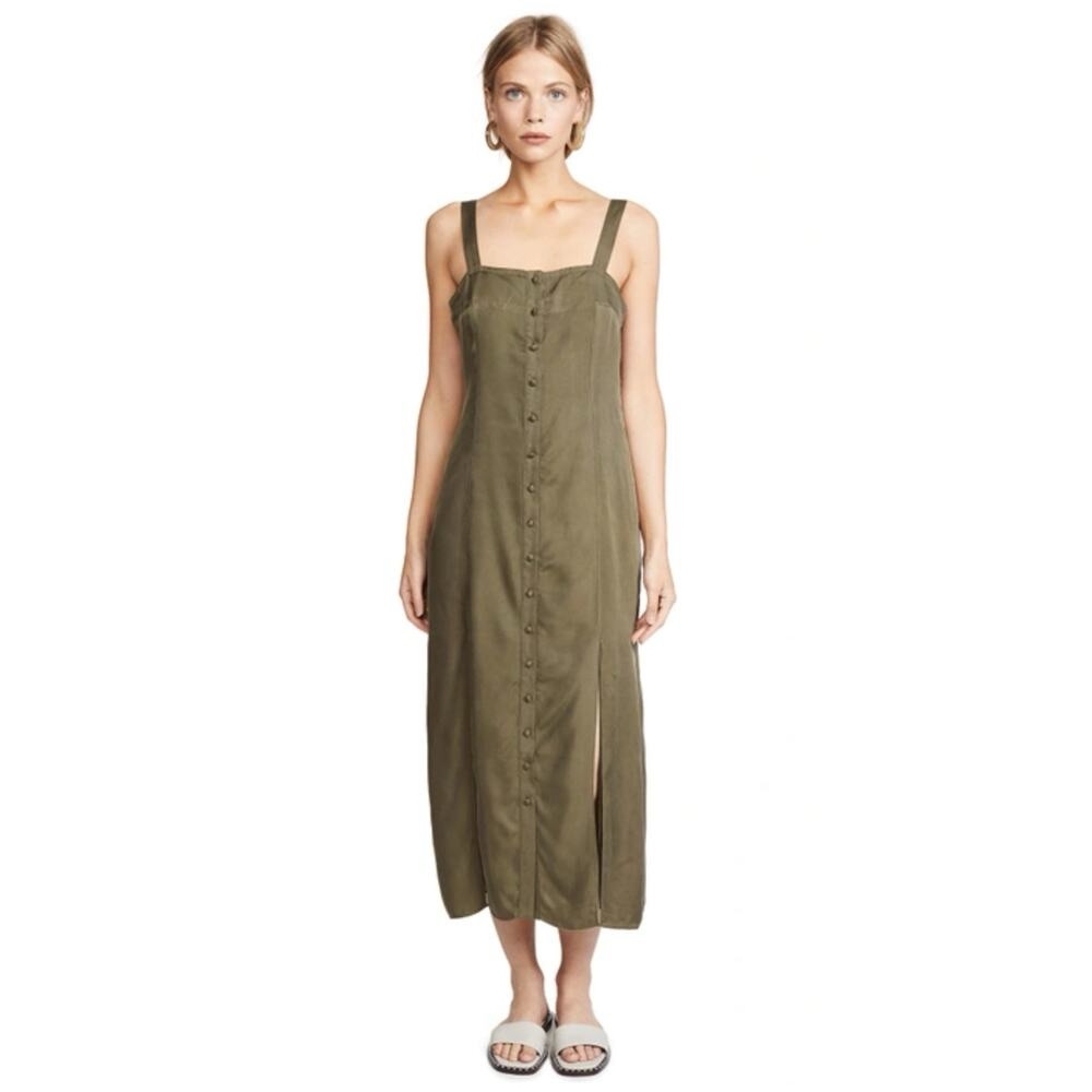 cinq a sept Olive Green Button-Down Dress